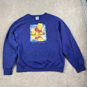 Vintage Disney Store Winnie the Pooh Purple Sweatshirt Medium Smile Quote 90s